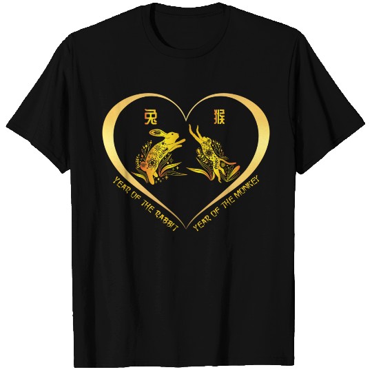 Year Of The Rabbit And Year Of The Monkey Couples T Shirts