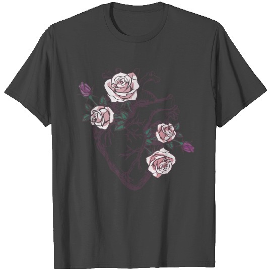 Anatomical Heart Floral Heart Anatomy and Flowers T Shirts