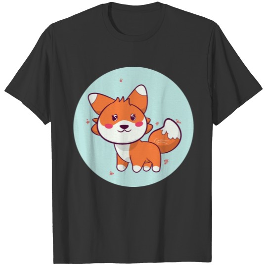 kawaii cute baby fox smile and feel happy T Shirts