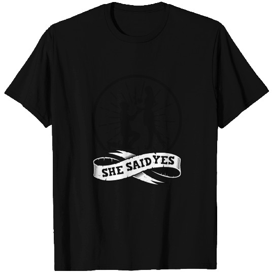 Valentines Couple Engagement Proposal Hearts Day T Shirts