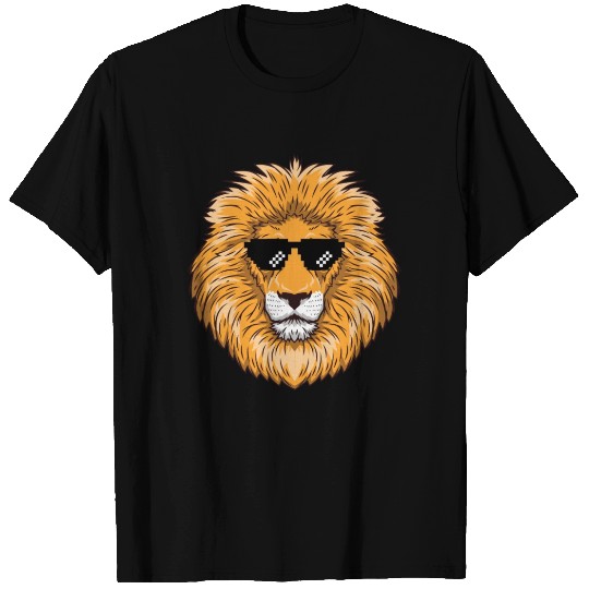 Lion Head With Pixelated thug life Sunglasses T Shirts