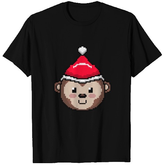Monkey Pixelated Christmas - Funny Monkey Xmas T Shirts