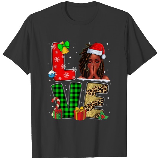 LOVE Christmas Black Melanin Afro African American T Shirts
