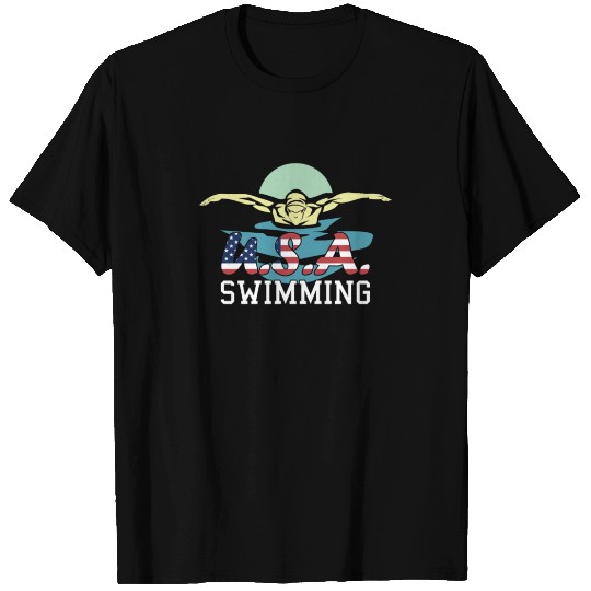 USA Swimming Team Swimming Swim American Flag Swim T Shirts
