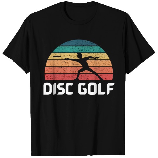 disc golf frisbee vintage sunset with white text T Shirts