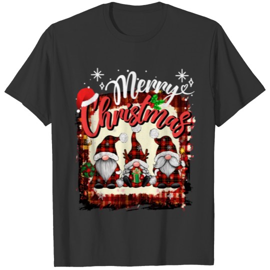 Red Plaid gnomies Christmas Lights Buffalo Family T Shirts
