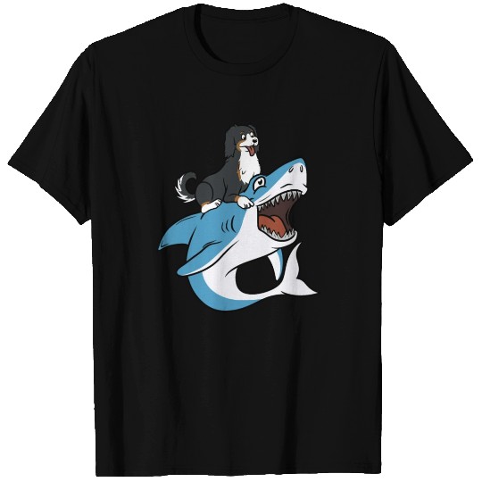 Bernese Mountain Dog Riding Shark T Shirts