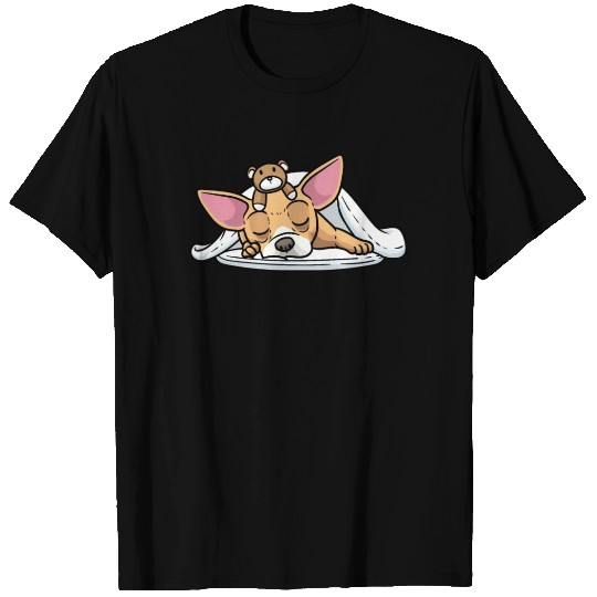 Chiweenie Dog With Stuffed Animal Sleeping Napping T Shirts