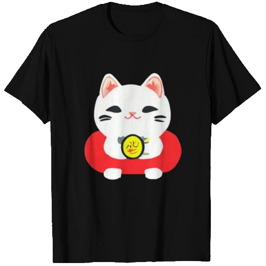 Kawaii Maneki Neko Cat Illustration T Shirts
