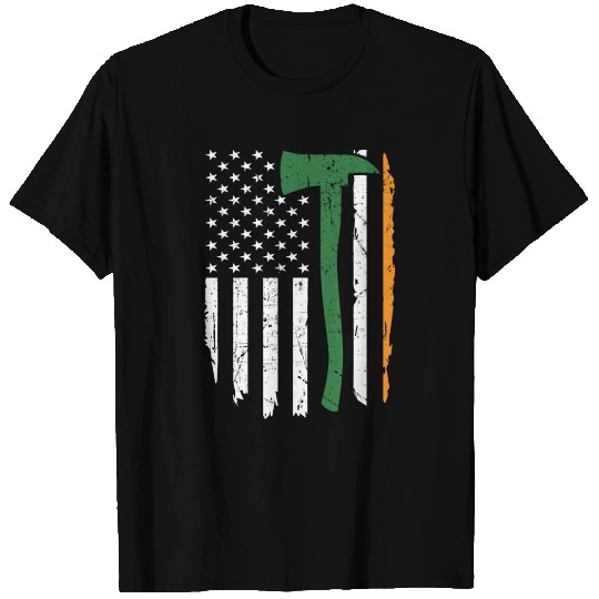 Irish Firefighter American Flag Ireland T Shirts