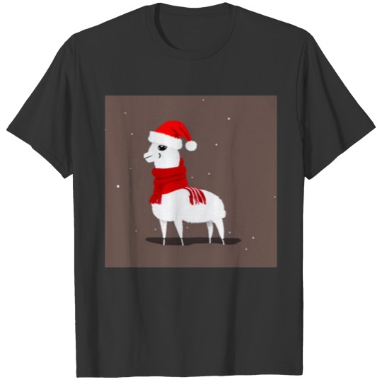 Llama Red-White Christmas Scarf 2 T Shirts