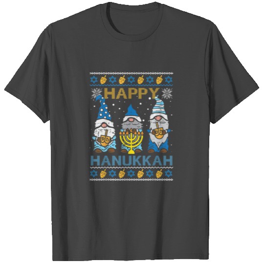 Happy Hanukkah Ugly Christmas Gnome Gnomies T Shirts