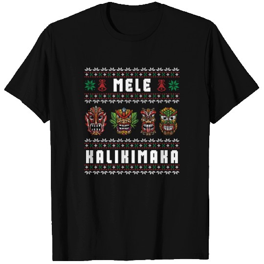 Mele Kalikimaka Hawaii Tiki Funny Ugly Christmas T Shirts