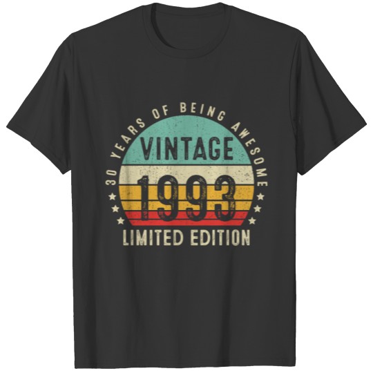 Retro Vintage 1993 30 Years Awesome 30th Birthday T Shirts