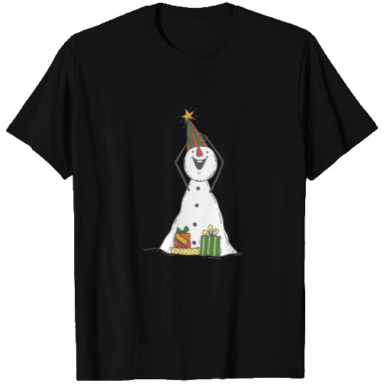 funny snowman with mustache and carrot T Shirts