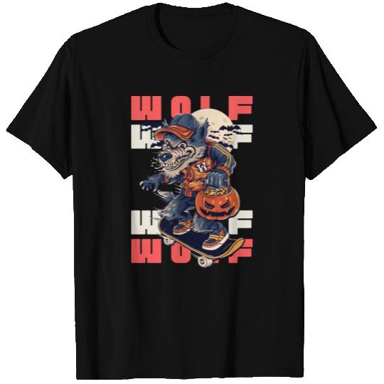 Black Beige Navy Illustrated Werewolf T Shirts