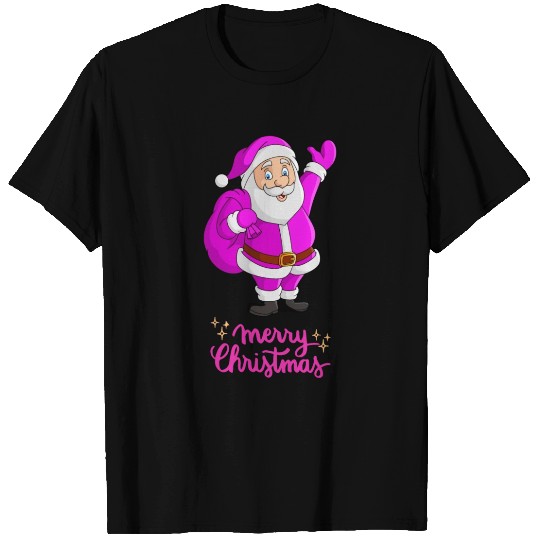 Retro Vintage Pink Santa Claus Merry Christmas T Shirts
