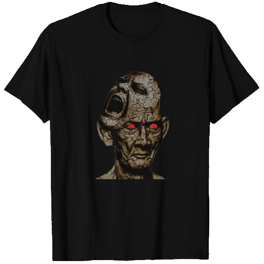 Stoic Old Man With Cracked Leathery Skin Red Eyes T Shirts