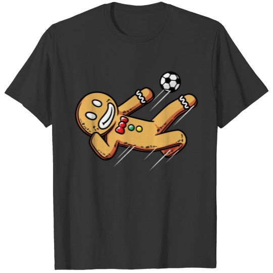 Gingerbread Playing Soccer Sports Christmas T Shirts