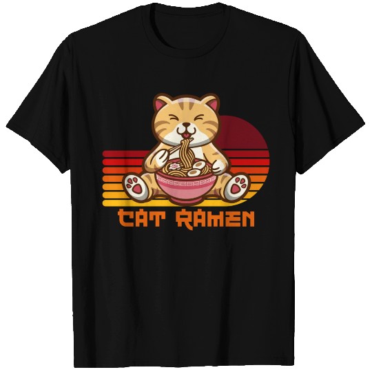 Vintage Ramen Cat Kawaii Anime Japanese Kawaii Nek T Shirts