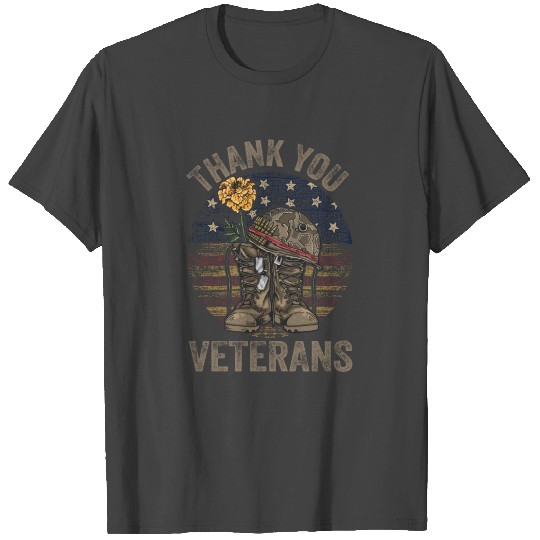 American Flag Thank you Veterans Proud Veteran T Shirts