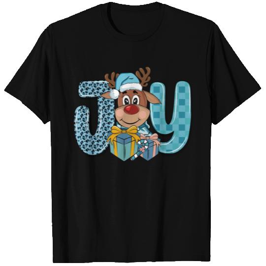 JOY Reindeer Buffalo Plaid Christmas Winter T Shirts