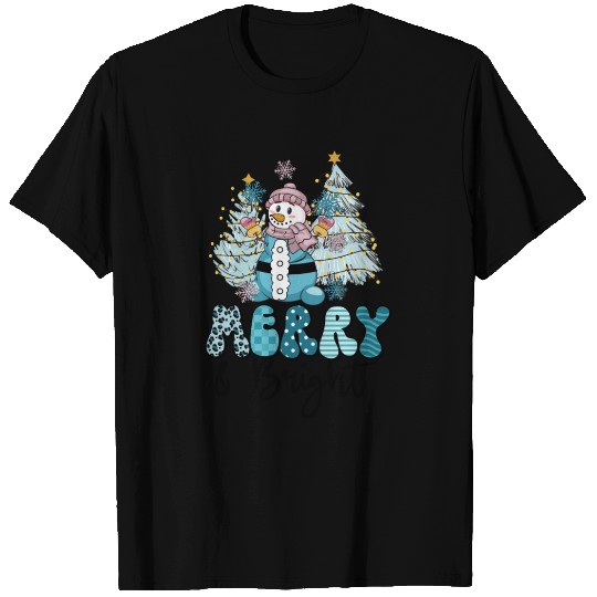 Merry And Bright Snow Winter Christmas Tree T Shirts