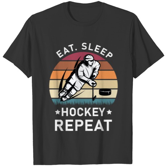 Eat Sleep Hockey Repeat Funny Ice Hockey T Shirts