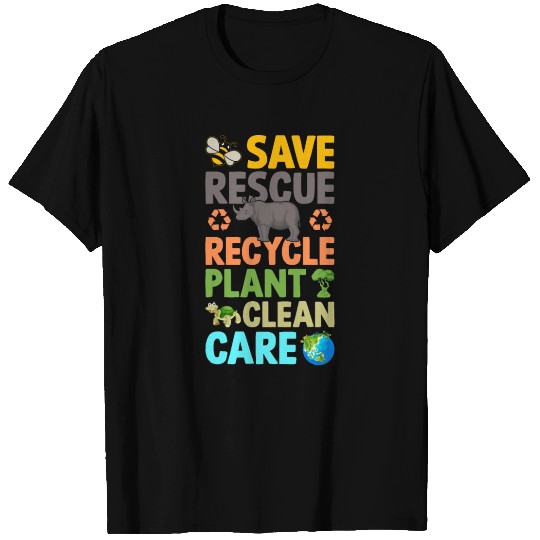 Earth Day Save Bees Rescue Animals Recycle Plastic T Shirts