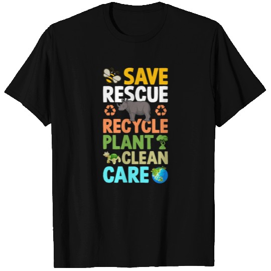Earth Day Save Bees Rescue Animals Recycle Plastic T Shirts