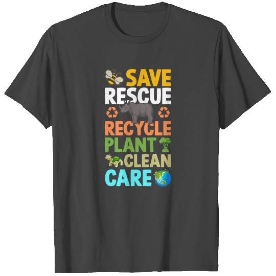 Earth Day Save Bees Rescue Animals Recycle Plastic T Shirts
