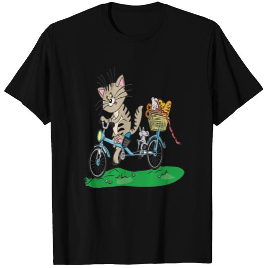 Cat and mouse shopping bike T Shirts