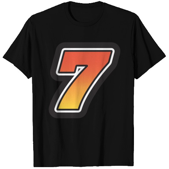 Number Seven 7 Gradient Yellow Orange 3 Stroke T Shirts