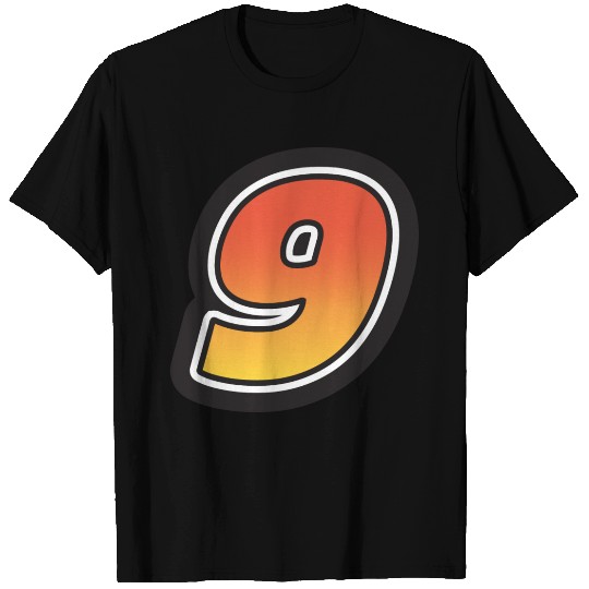 Number Nine 9 Gradient Yellow Orange 3 Stroke T Shirts