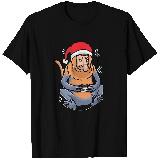 Christmas Proboscis Monkey Video Game Gaming Gamer T Shirts