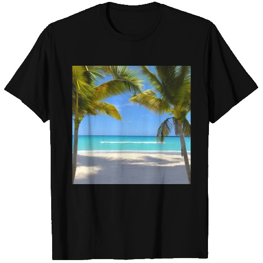 Palm trees on a quiet beach T Shirts