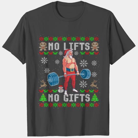 Funny No Lifts No Gifts Ugly Christmas Workout T Shirts