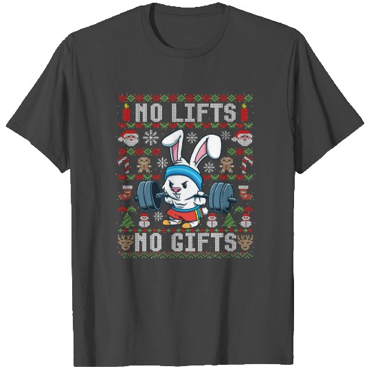 Funny No Lifts No Gifts Ugly Christmas Workout T Shirts