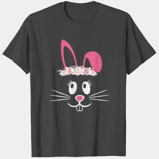 Cute Bunny Hairdress Flowers Women Girls Easter T Shirts