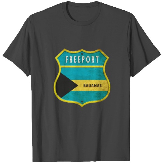 Freeport Bahamas flag crest design T Shirts