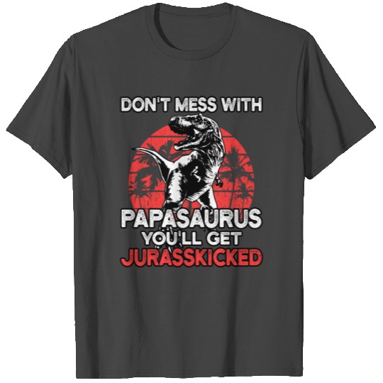 Papasaurus T rex Dinosaur Funny Papa Saurus Family T Shirts