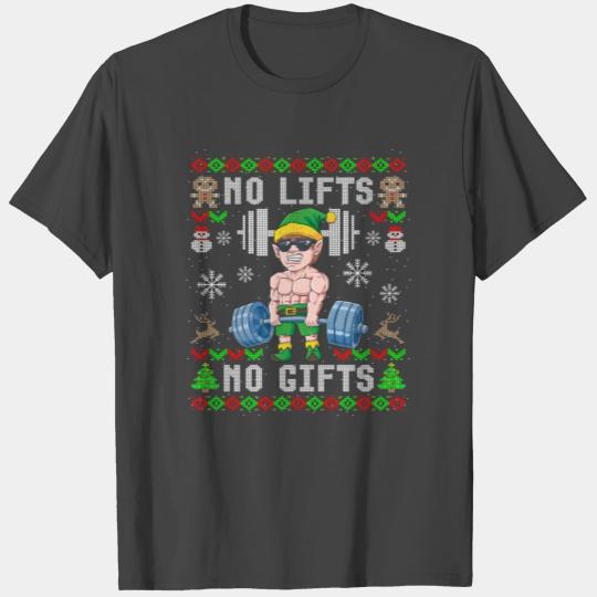 No Lifts No Gifts Elf Ugly Christmas Workout T Shirts