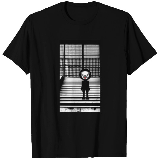 Cute Pug in T Shirts Standing on the Steps - Street