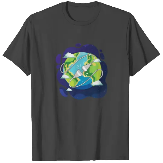 Climate Change Gift Unplug the World to Conserve T Shirts