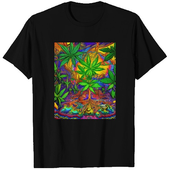Psychedelic Colorful Cannabis T Shirts