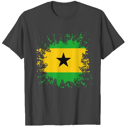 Sao Tome And Principe Flag Paint Splatter T Shirts