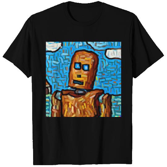 a van gogh painting of a cyberpunk robot 4 T Shirts