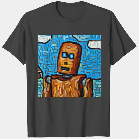 a van gogh painting of a cyberpunk robot 4 T Shirts