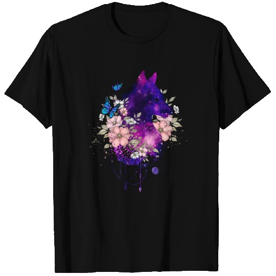 Floral Galaxy Wolf T Shirts