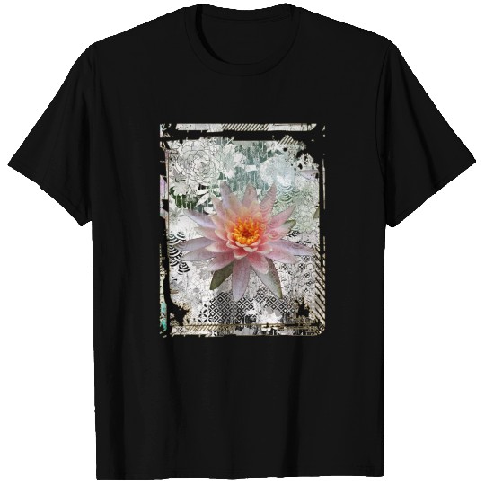 Japanese Collage Art Lotus Water Lily Collage Art T Shirts